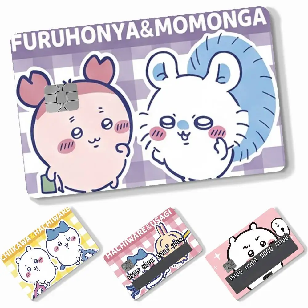 Cartoon Kawaii Chiikawas 4pcs Credit Card Skin Stickers Suitable for Bank Debit Subway Bus Transit Pass Decorative Cover
