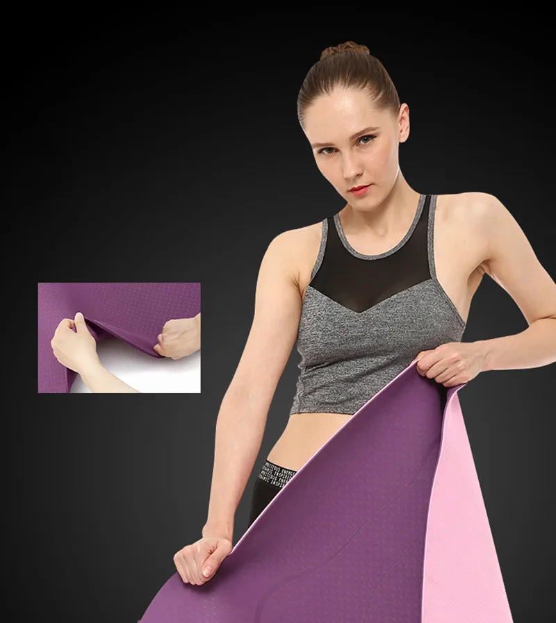 TPE Yoga Mat Non Slip Eco Friendly Fitness Exercise Mat with Carrying Strap Pro Yoga Mats for Women,Workout Mats Home Pilates