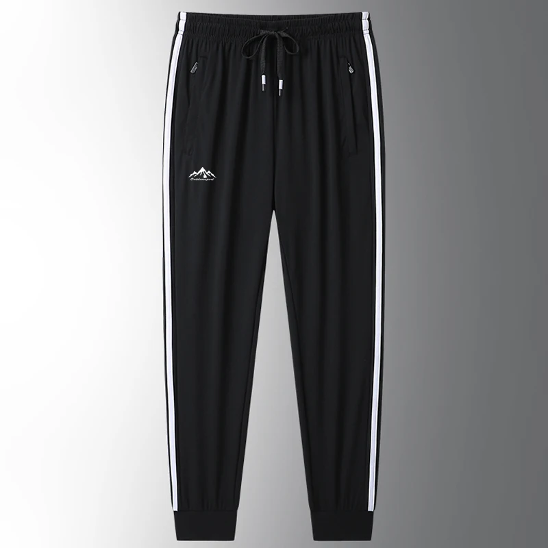 New Men\'s Ice Silk Casual Streetwear Trousers Sweatpants Summer Quick-Drying Gym Joggers Running Sports Work Straight Pants Men