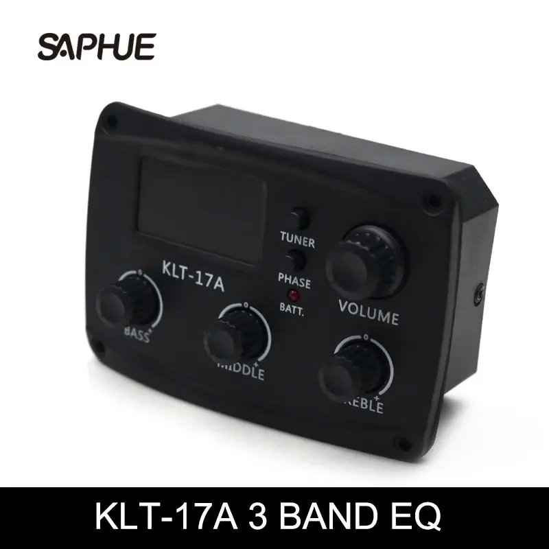 KLT-17A Acoustic Guitar EQ Preamp with Digital Procedding Tuner, 3 Band EQ Equalizer, Guitar Pickup, 70*48mm