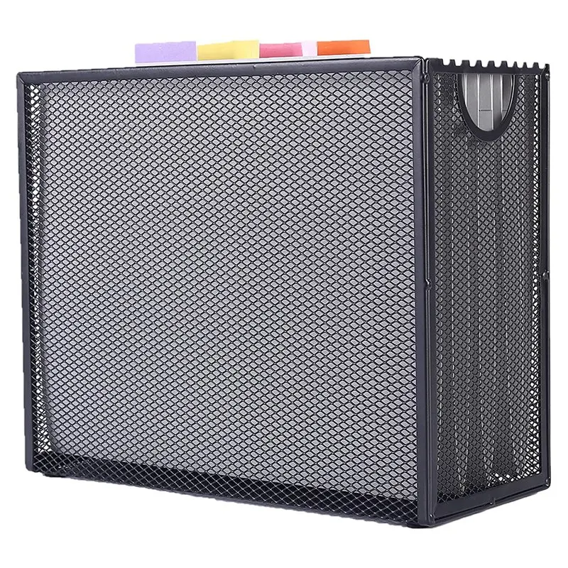 Hanging File Organizer Filing Box,Metal Mesh File Crate Desk Organizer Magazine Holder With 5 Hanging Folders Included