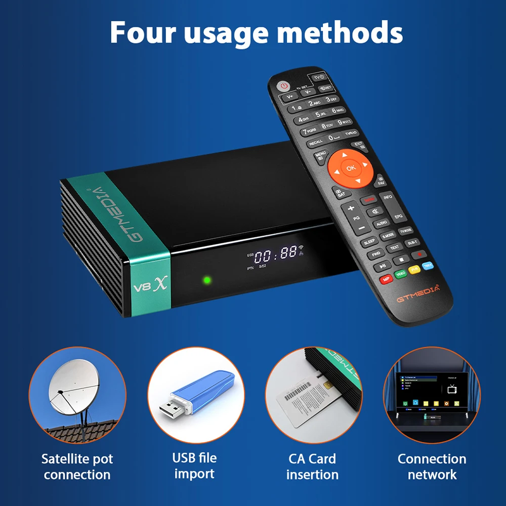 GTMEDIA V8X HD 1080P Satellite Receiver DVB-S/S2/S2X Built-in 2.4G WIFI H.265 Support SAT to Gtplayer TV Receivers Mars V8X