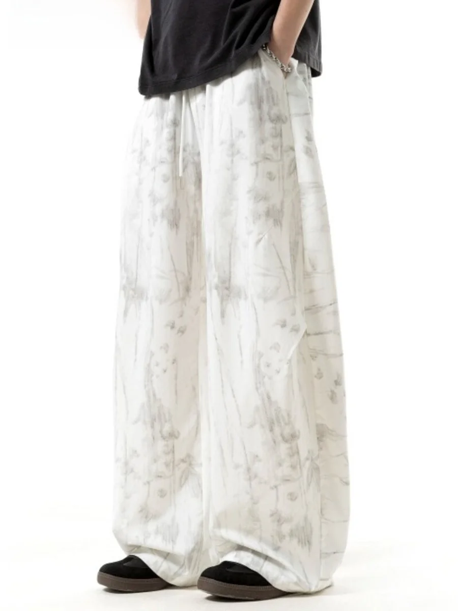 

Xiao Nili American Sle Tie Dye Loose Wide Leg Casual Pants Men's Retro Street Loose Sports Long Trousers Breathable Cool