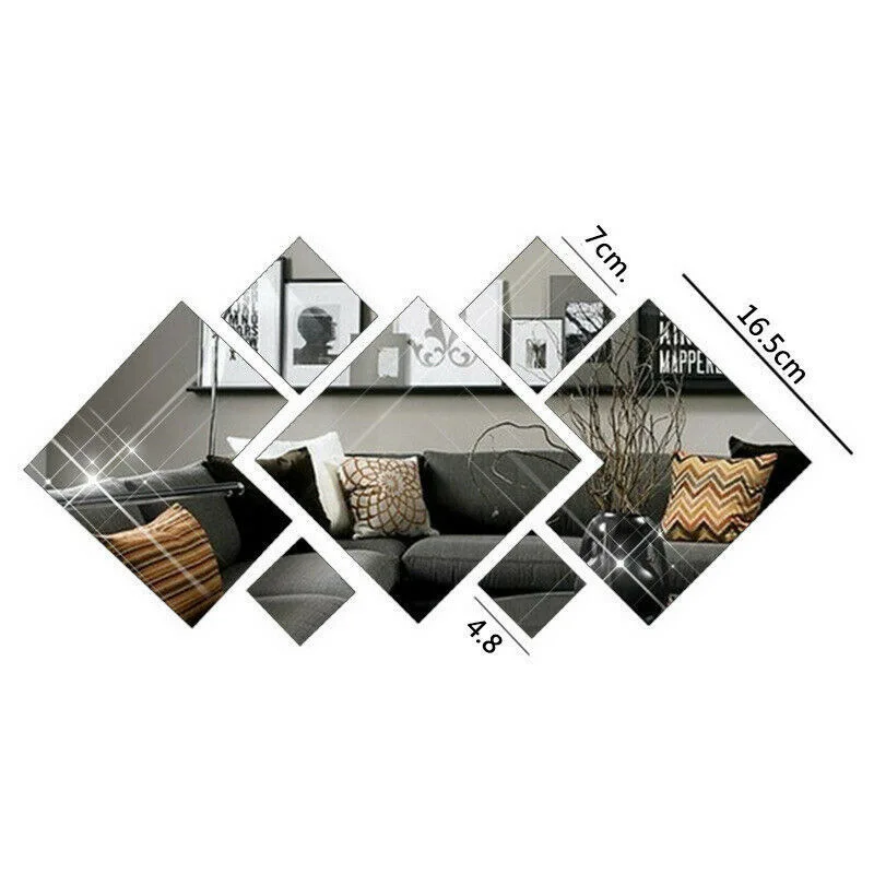 

Acrylic Mirror Wall Sticker Irregular Splicing Square DIY Wall Decal for Living Room Bedroom Home Decoration Murals