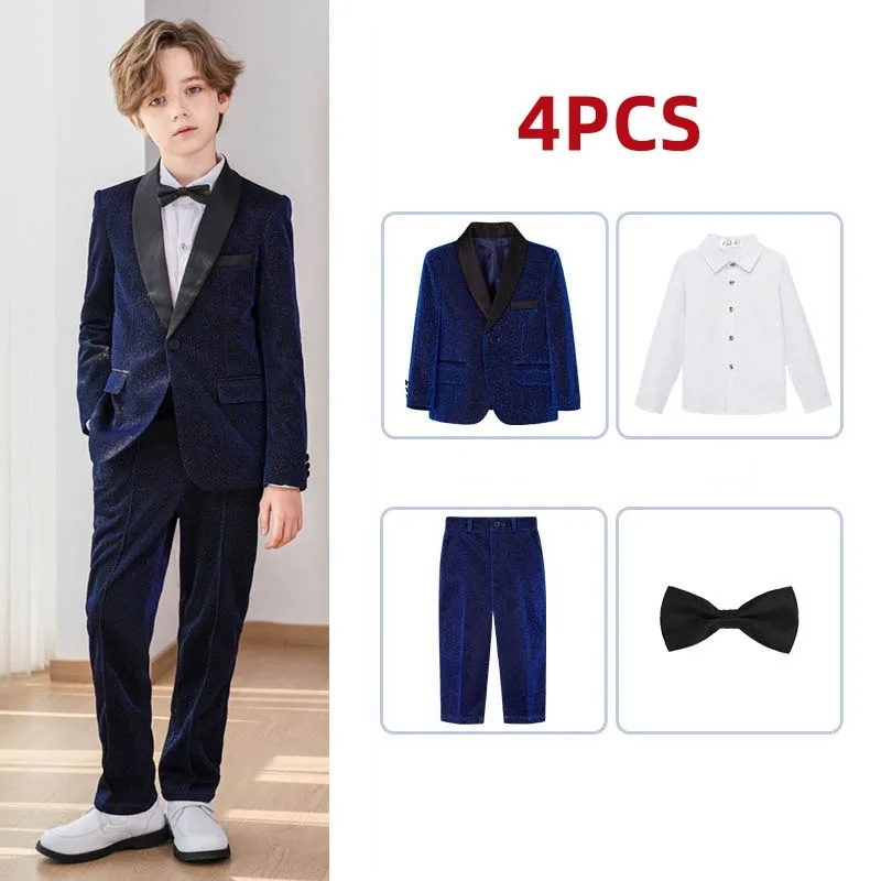 

Детский формальный темно-синий костюм для мальчиков от 2 до 14 лет, костюмы для мальчиков-подростков, комплект одежды, детский красный блейзер для мальчиков, брюки с галстуком-бабочкой, костюмы из 3 предметов