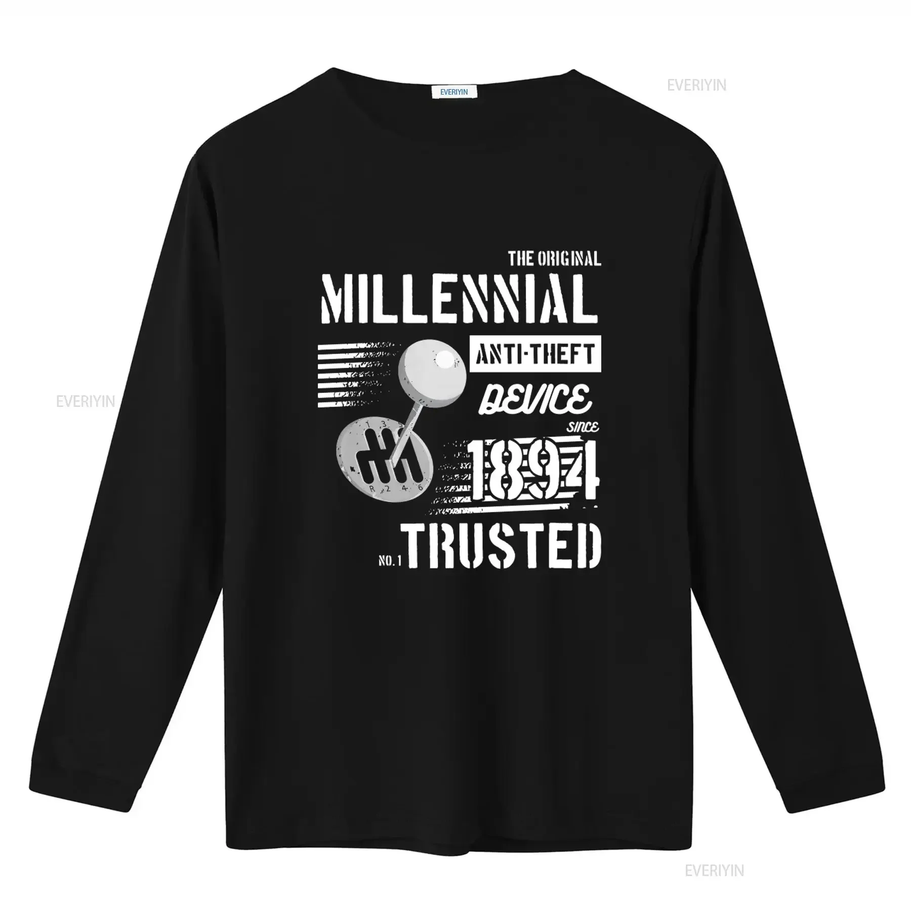 Men's Funny Millennial T Shirt Anti Theft Device Stick Shift Saying  vintage Washed fashion Stretched Soft Breathable Casual