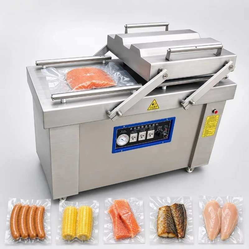 Customized Industrial Large Horizontal Mushroom Double Bell Noodles Quail Egg Vacuum Pack Machine for Food