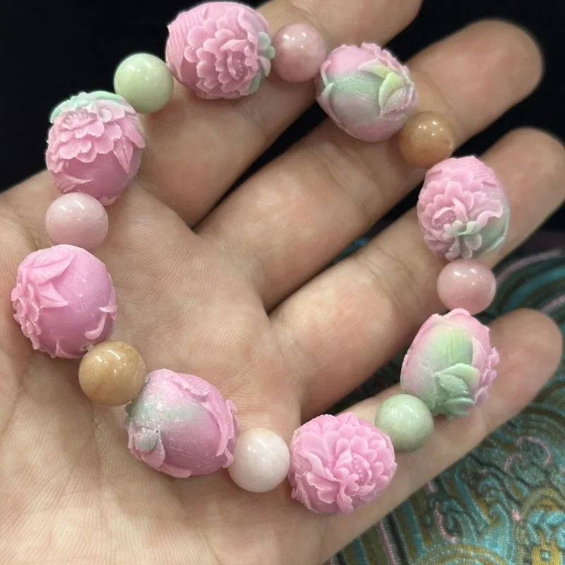 

Красочный источник соли, агат, модный сахарный куб, пион, Феникс, браслет, пейзаж, бусина, браслет в виде лотоса, женская модель