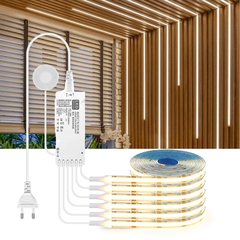 Embeddable Linear COB LED Strip Wood Grille Panel Wall Decoration Lights Self-Adhesive LED Tape for living Room Ceiling Decor ﻿