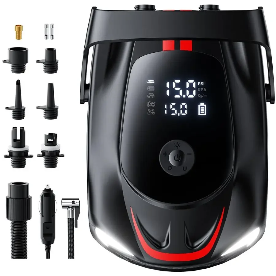 

Airgun 2.0 High Performance Rechargeable Handheld Inflator with 150 PSI Digital Pressure Gauge Liion Battery and 12V Car Power A