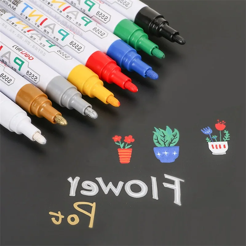 Deli ปากกามาร์กเกอร์สี8สีกันน้ำเครื่องมือทำเครื่องหมายถาวรบนรถไม้แก้วลายมือชื่อซีดีกราฟฟิตี MP7สำหรับโรงเรียนและสำนักงาน