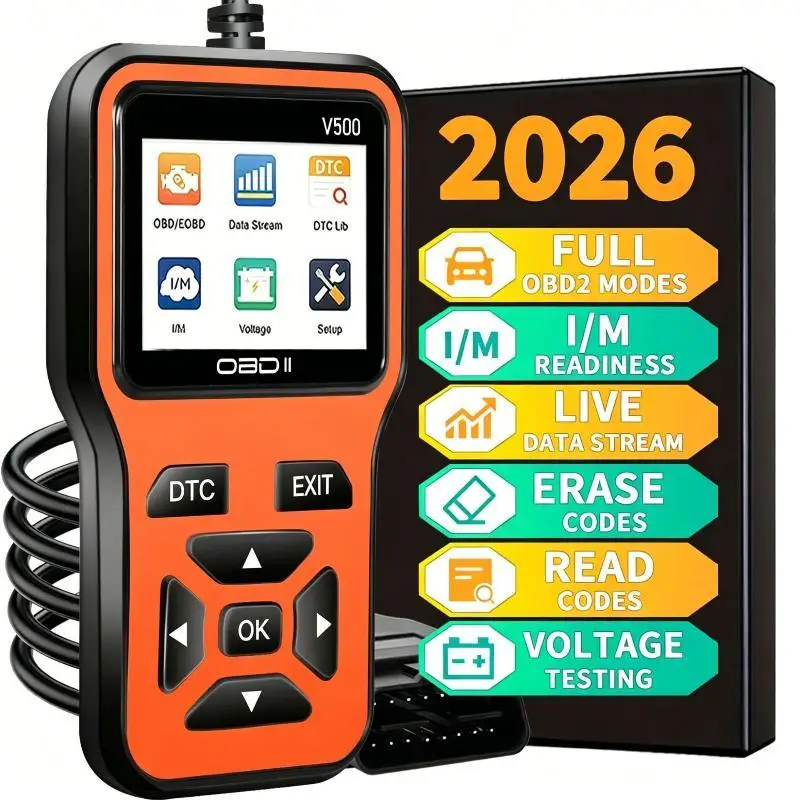 V500 OBD2 Scanner Car Diagnostic Tool Color Screen Auto Fault Code Reader Reliable ECU Health Check for DIY Car Repair