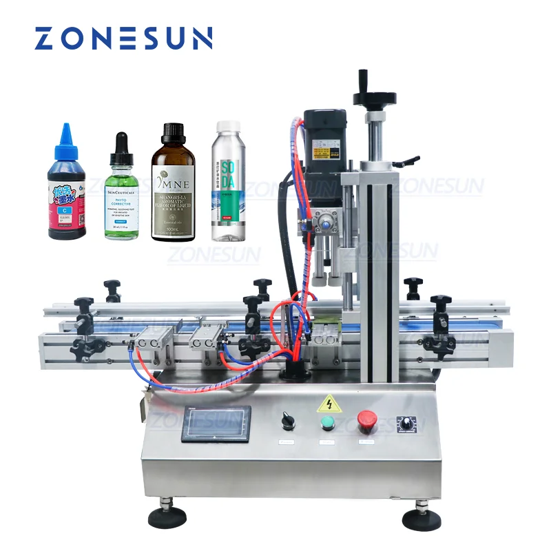 

ZONESUN ZS-XG1860 Tabletop Automatic Spray Glass Plastic Bottle Capping Machine E-juice Jar Cap Screwer