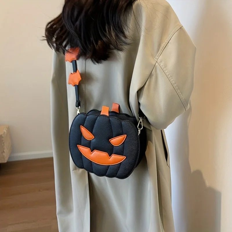 Mensageiro feminino abóbora bolsa de ombro diabo Halloween menina, caveira fantasma, carteira de viagem conveniente, nova moda, 2024