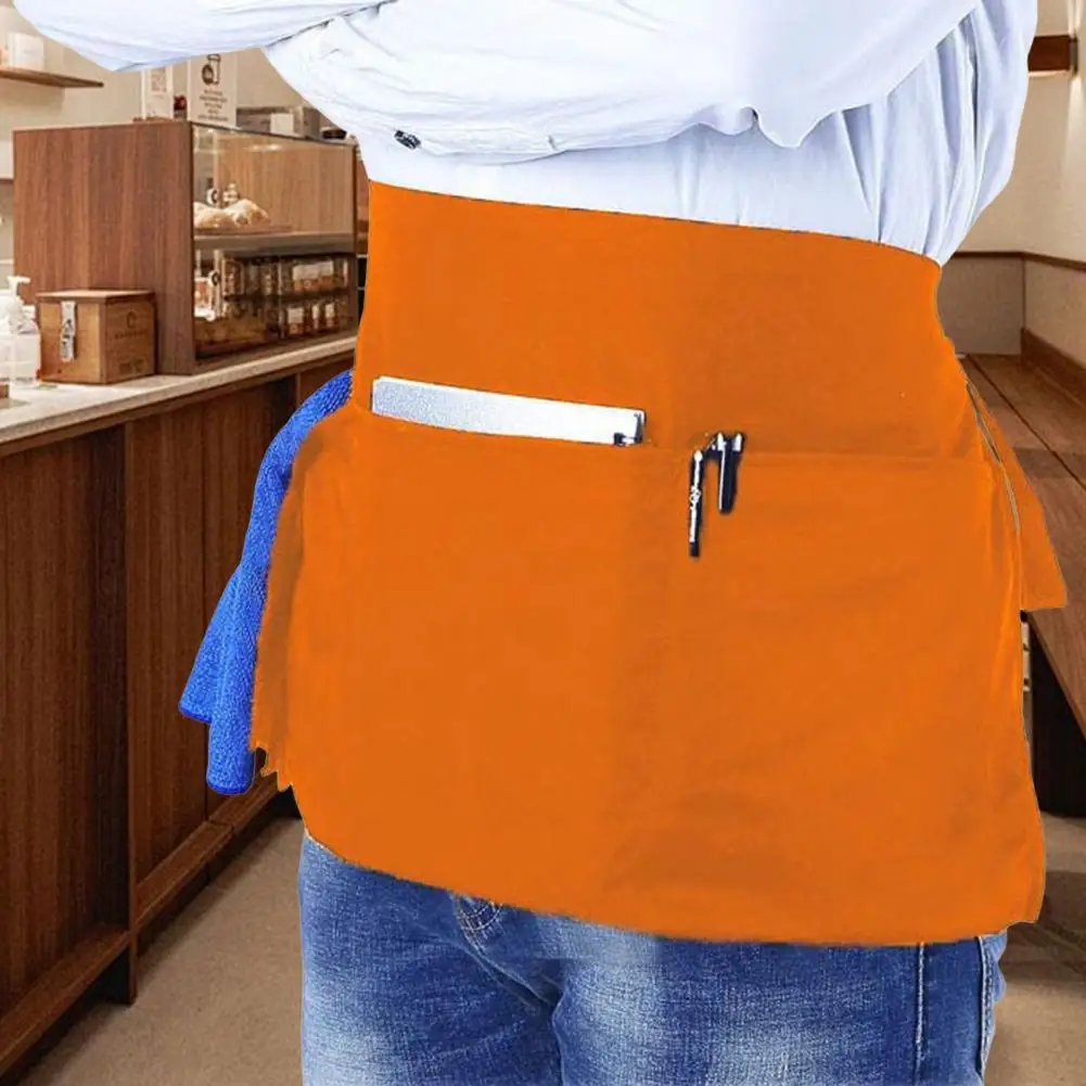 Half Apron 3 Pockets Adjustable Strap Waitress Waiter Kitchen Chef Cafe Restaurant Bakery Flower Shop Barista Server Work Apron