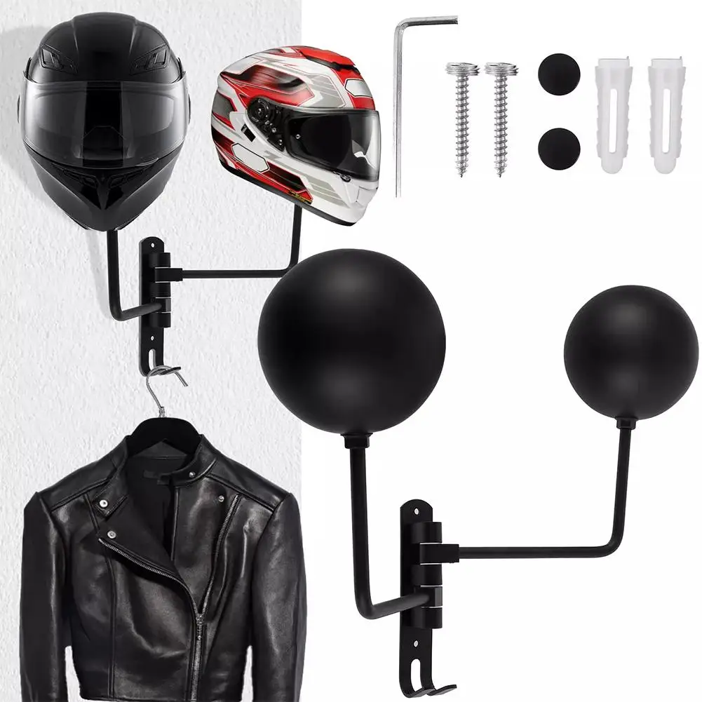 1/2pcs Motorcycle Helmet Rack Wall Mount With Hooks Metal Bicycle Helmet Display Hanger Stand For Coats Caps Rugby Helmet S5l8