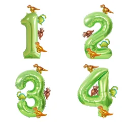 6Pcs Dinosaur Balloon Set 40inch Large Aluminum Foil Number Balloon with Cute Mini Dinosaur Ballon for Birthday Party Decoration