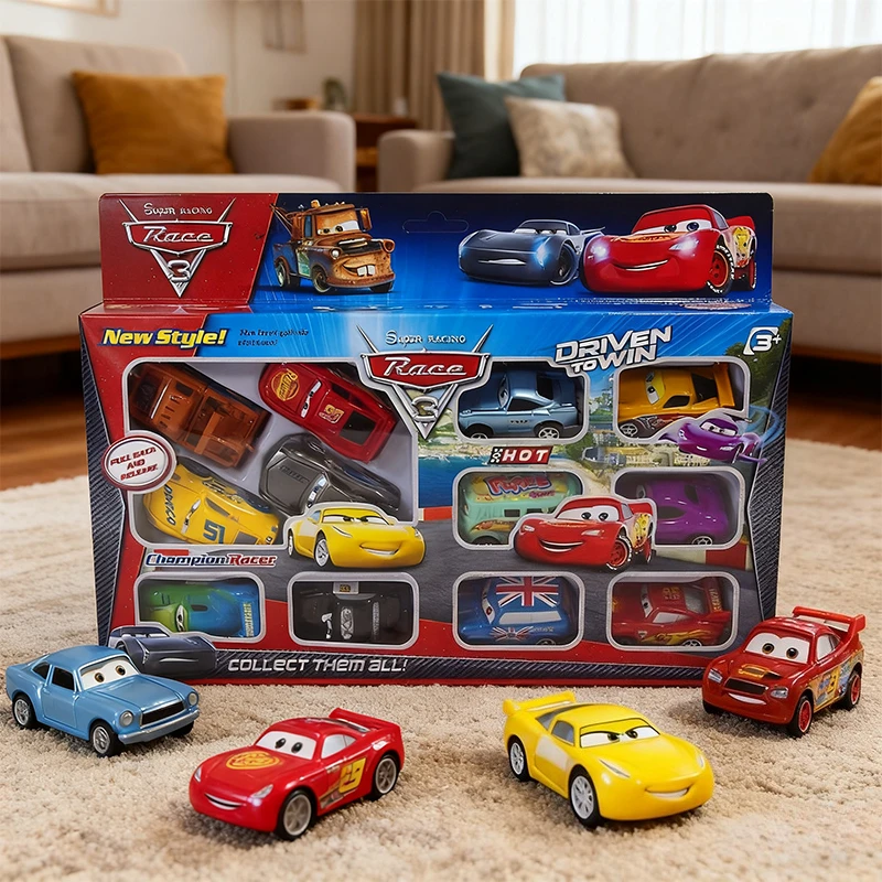 HEISS! 12 Teile/satz Geschenk Box Disney Pixar Auto Zurück Kraft Lightning Mcqueen Jackson Storm Mater Modell Auto Spielzeug Weihnachten Geschenk für Kinder