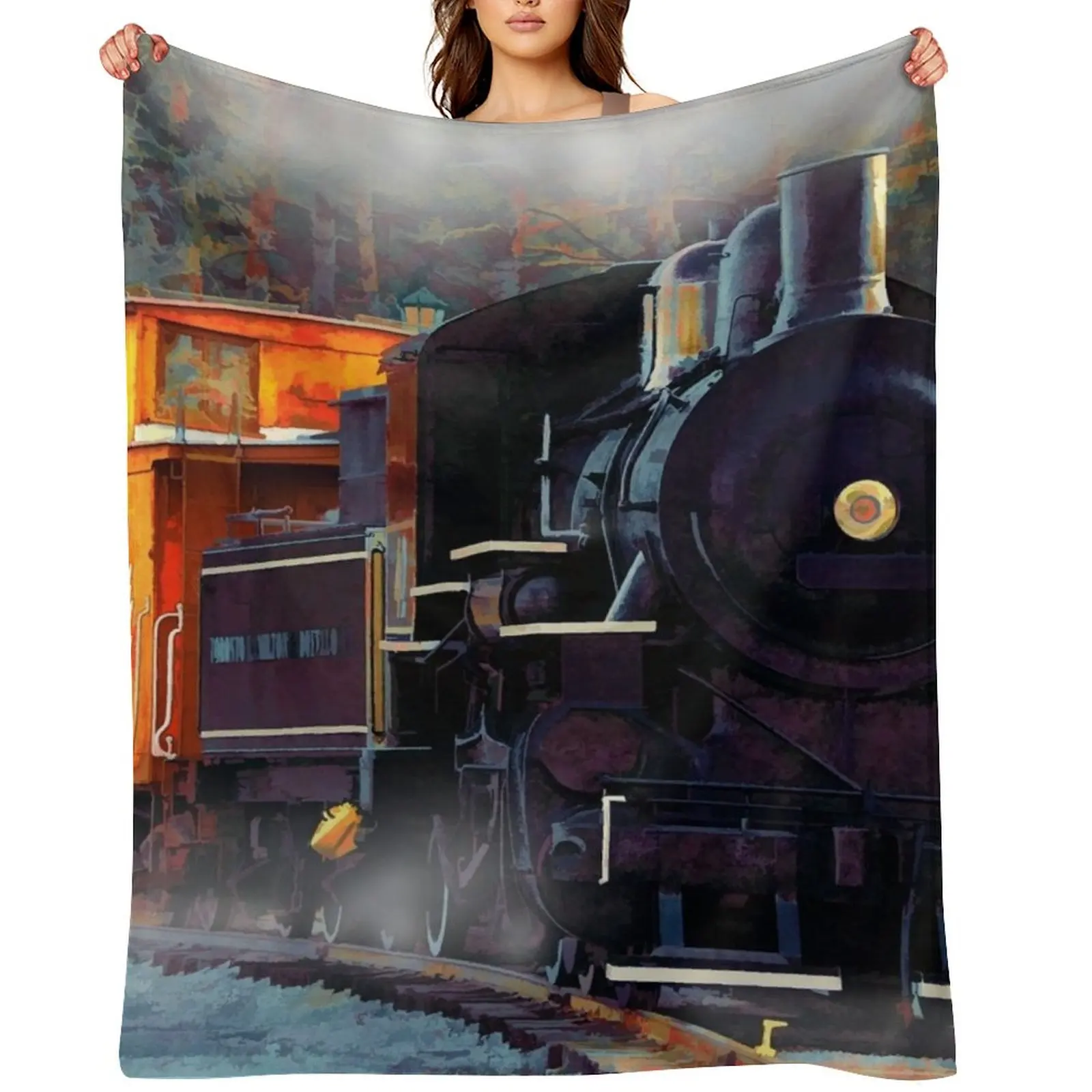 

The Rail Yard-Steam Train Throw Blanket heavy to sleep Furrys Blankets Sofas Of Decoration Quilt Blankets