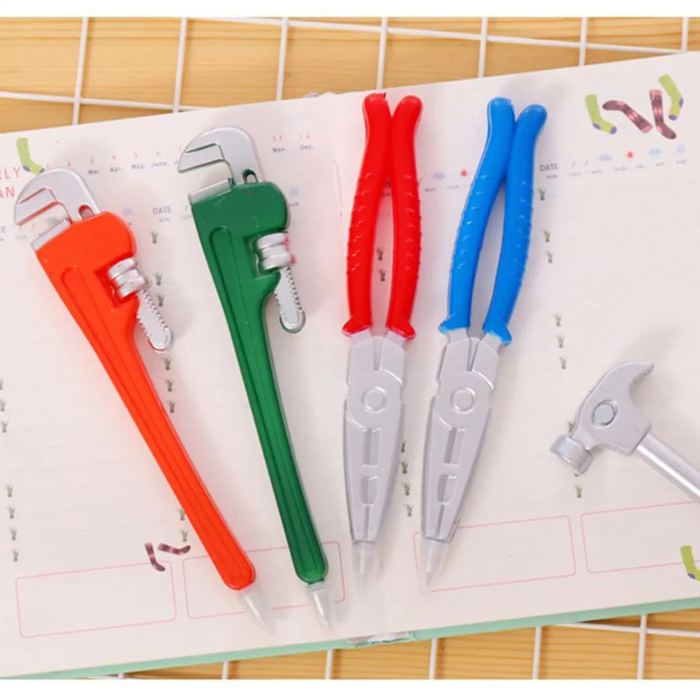 6Pcs Creative Ballpoint Pens Five Hardware Tool Shapes Magnetic Smooth Writing Office School Notebook Paper Supplies Random