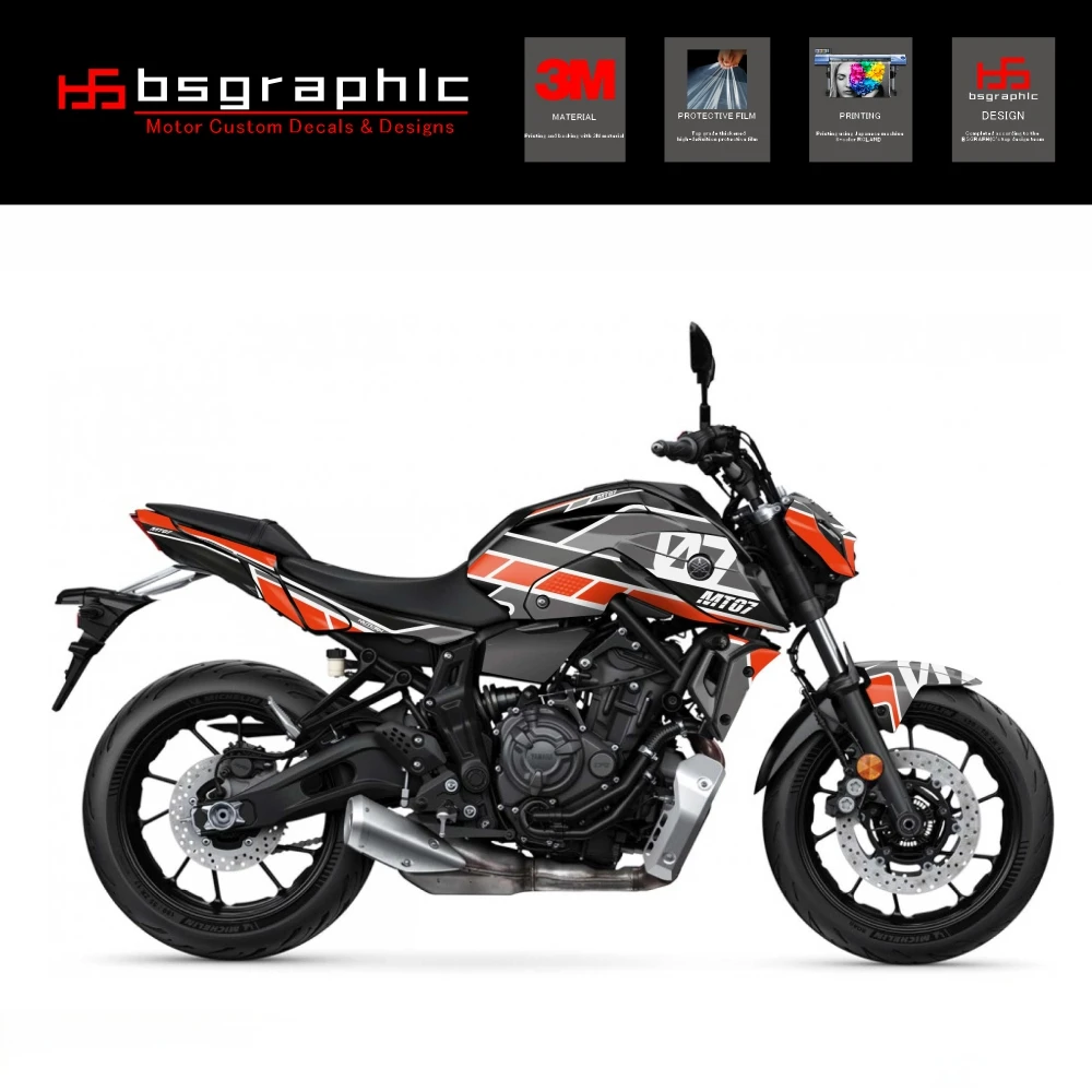 

For Yamaha Mt-07 MT07 2021-2024 23 22 Motorcycle Body Fairing Protective Sticker Decal Street Bike Player Graphic Kit Black