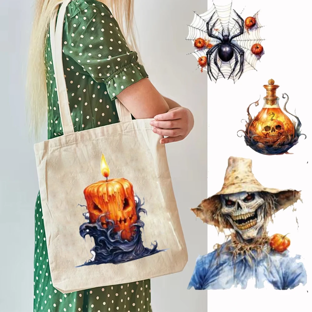 

Halloween Large Tote Bag Halloween Friends Gift Shopper Halloween Party Gift Shopping Bag Movie Candle Reusable Shopping Bag