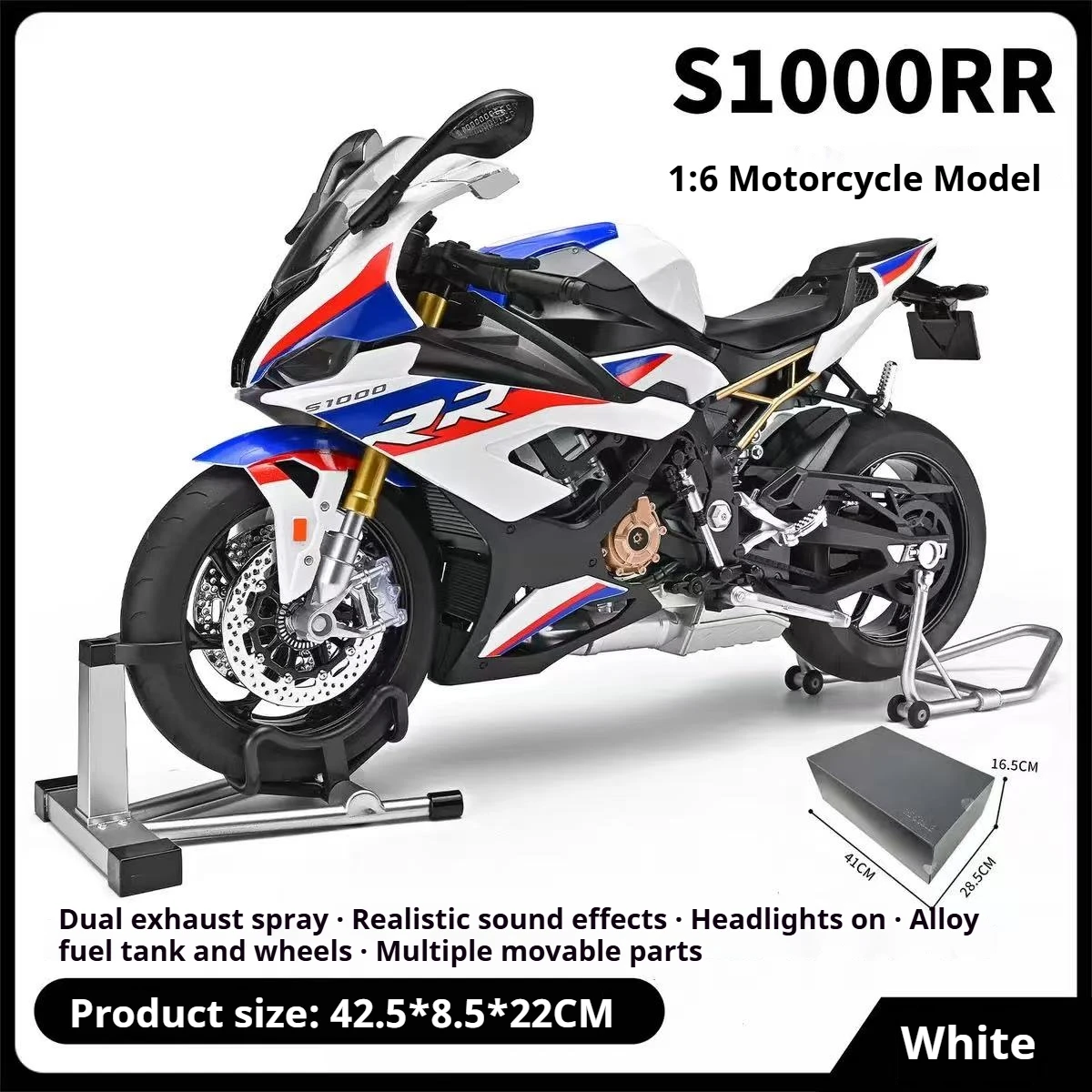 

ДЛЯ BMW S1000RR1: 6-модель мотоцикла из сплава с распылением, реалистичное зажигание, подарок на день рождения мальчика, лучший коллекционный предмет