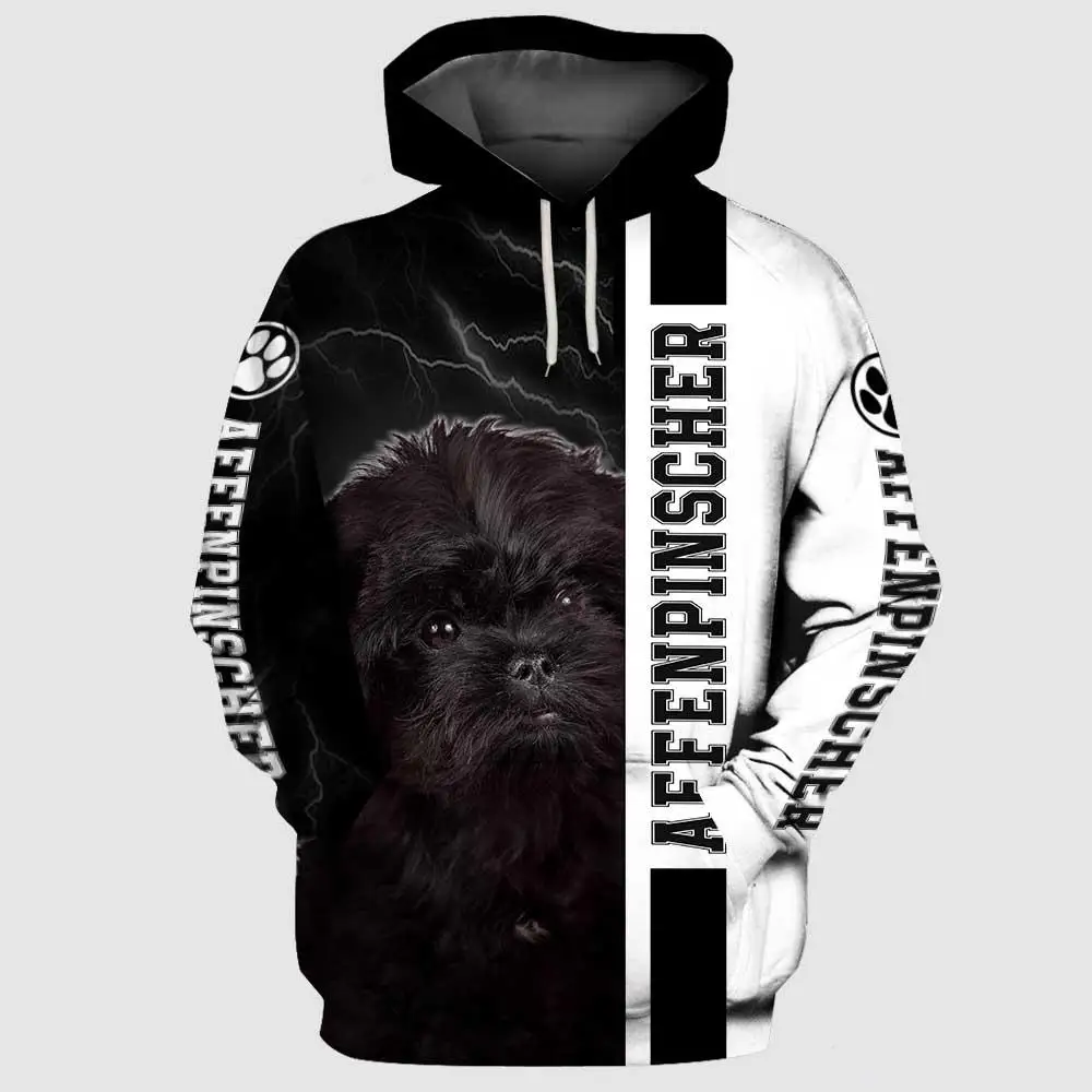 

HX Affenpinscher Hoodies 3D Graphic Black Sky Lightning Animals Hoodie All Printed Pullovers Tops Men Sweatshirts S-5XL