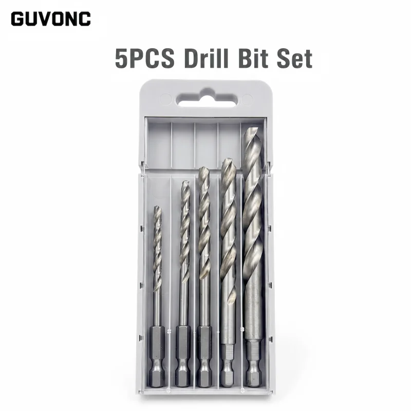 5Pcs HSS Twist Drill Bit Set 1/4