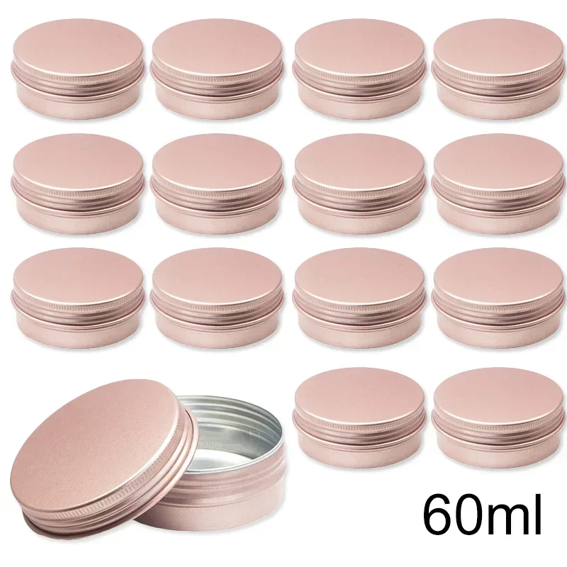 10/20/30/50Pcs 60ml Rosegold Candle Jar Empty Aluminum Tin Box Cosmetics Lip Balm Nail Art Orgainzers Tea Pot Refillable Bottle