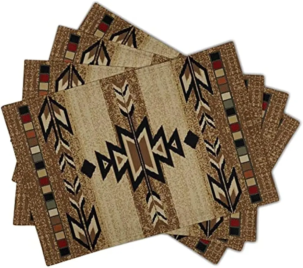 Southwestern Placemats Rustic Tribal Decorative Table Mat Antique Native Heat Resistant Non-Slip Place Mats 12x18Inch Set of 4