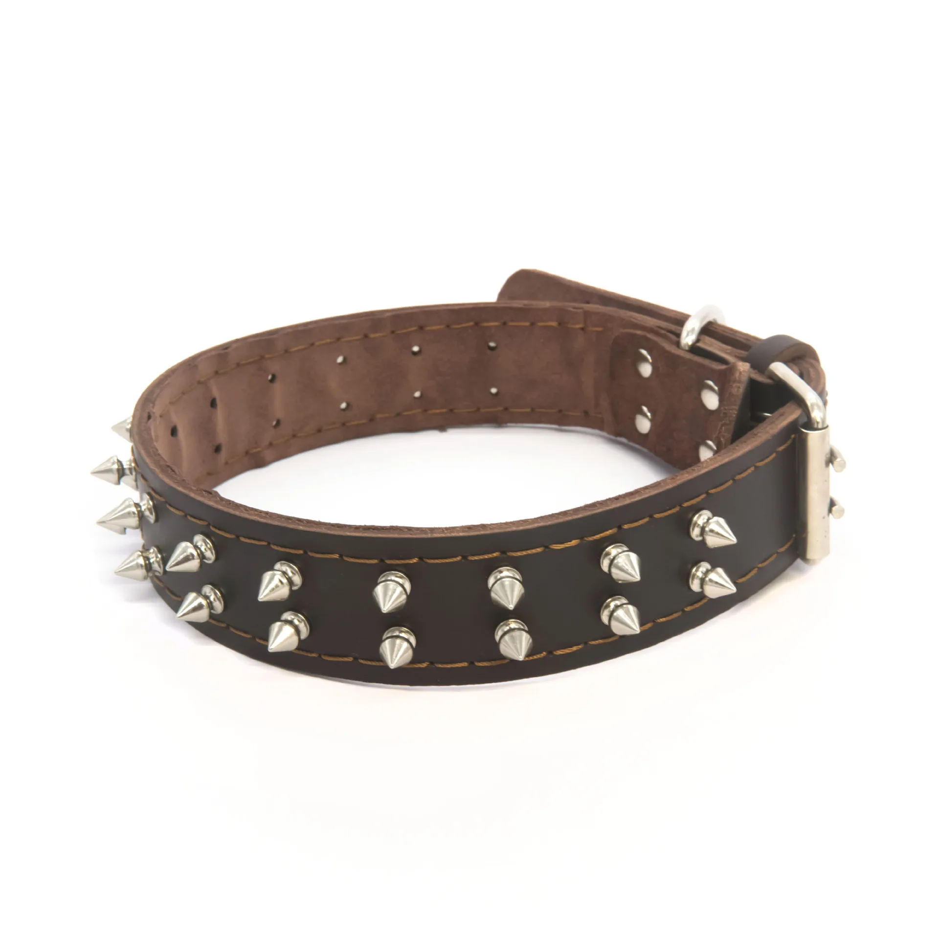 Collar de cuero de lujo para perros, collar para mascotas con clavos y remaches, collar para perros de cuero genuino, antimordeduras, perros grandes como pit bulls y bullie