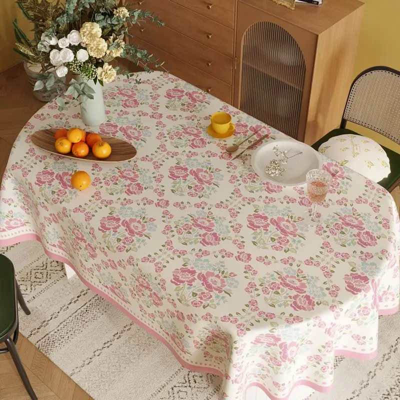 Pattern Anti Fouling Pad Anti Slip Breathable Table Cover Thick Oil Resistant High-temperature Resistant Oval Tablecloth