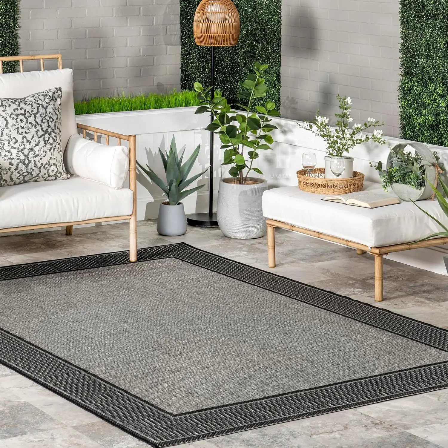 8' x 11' Outdoor Performance Area Rug, OEKO-TEX Certified, Weather Resistant, High Traffic, Patio, Balcony, Outside, Gris Grey