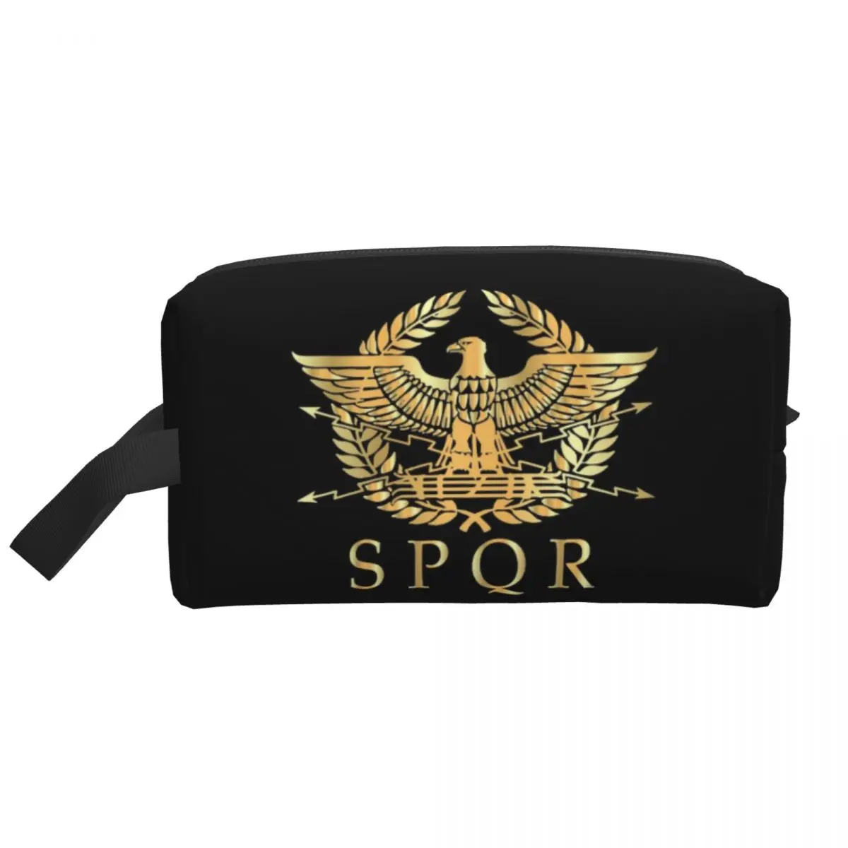 Custom Vintage Gold Roman Empire Byzantine Eagle Emblem Travel Toiletry Bag Rome SPQR Makeup Cosmetic Beauty Storage Dopp Kit