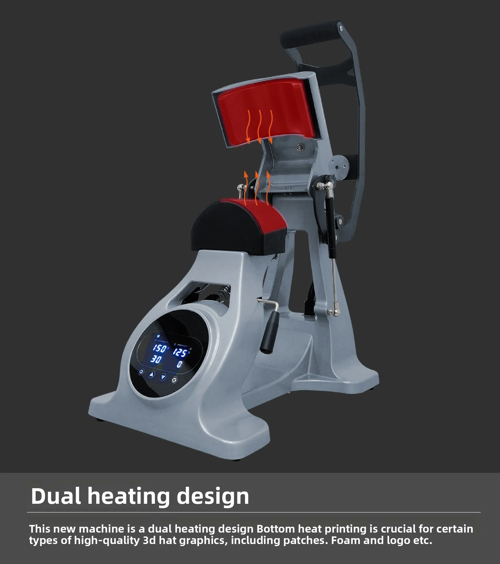 CP2815-3 Heat Press Cap Machine, Magnetic Semi Auto Dual Heating Plates for Custom Hat Printing and Design