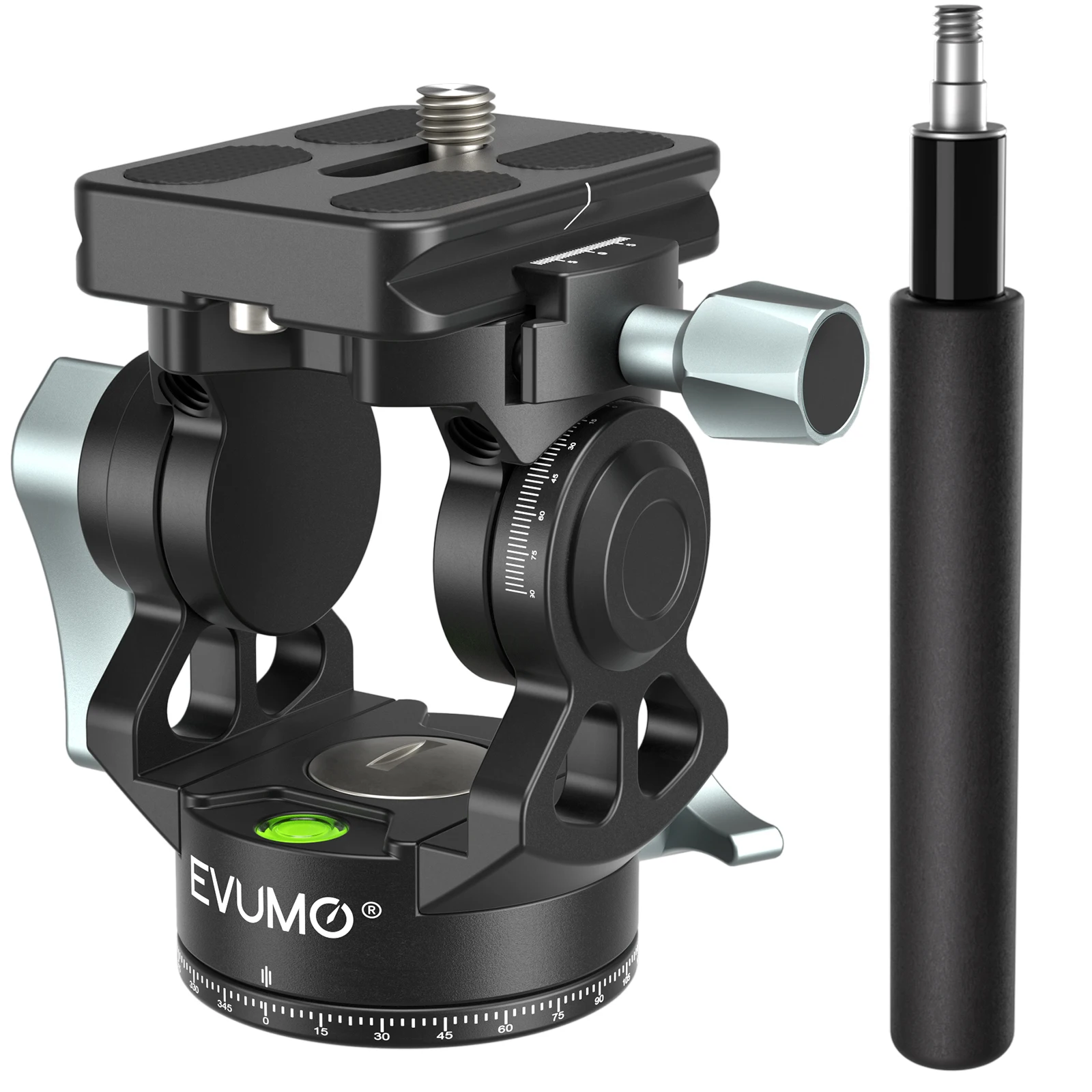 EVUMO H3 Mini ראש הידראולי חדש עם וידאו ריק 360 °   ידית צילום פנורמית כפולה, מתכווננת, קלת משקל, ראש וידאו נייד