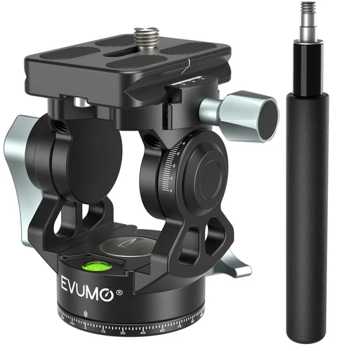 Imagen 1 del producto EVUMO H3 Mini nueva cabeza hidráulica de vídeo hueco 360 ° Cabezal de vídeo portátil ligero ajustable con mango de disparo panorámico doble