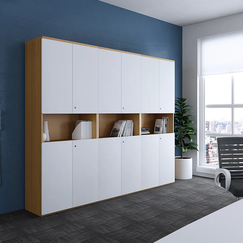 Office Furniture Wooden File Cabinet Wall Cabinet Data Cabinet Locker Against Wall Bookcase Display  Background