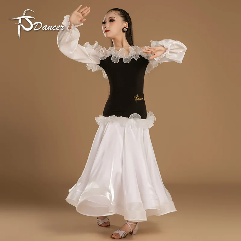 ชุดเต้นรำบอลรูมแบบกระโปรงสำหรับการสอบ  ชุดแข่งขันเต้นรำ  ชุดฝึกซ้อม