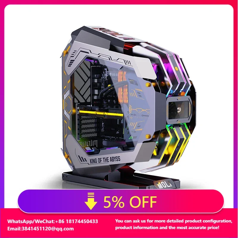 

Lovingcool High-end Support 360 Aio Water Cooler Computer Cases EATX ATX Full LED DIY Gaming PC Case with Central Control Screen
