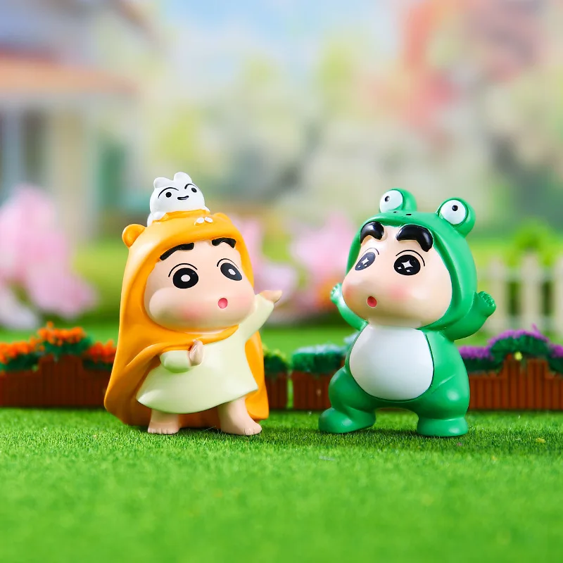 12 unids/set Anime Crayon Shin-chan onda de luz figura de acción PVC modelo juguetes muñeca adorno de escritorio colección regalos en caja