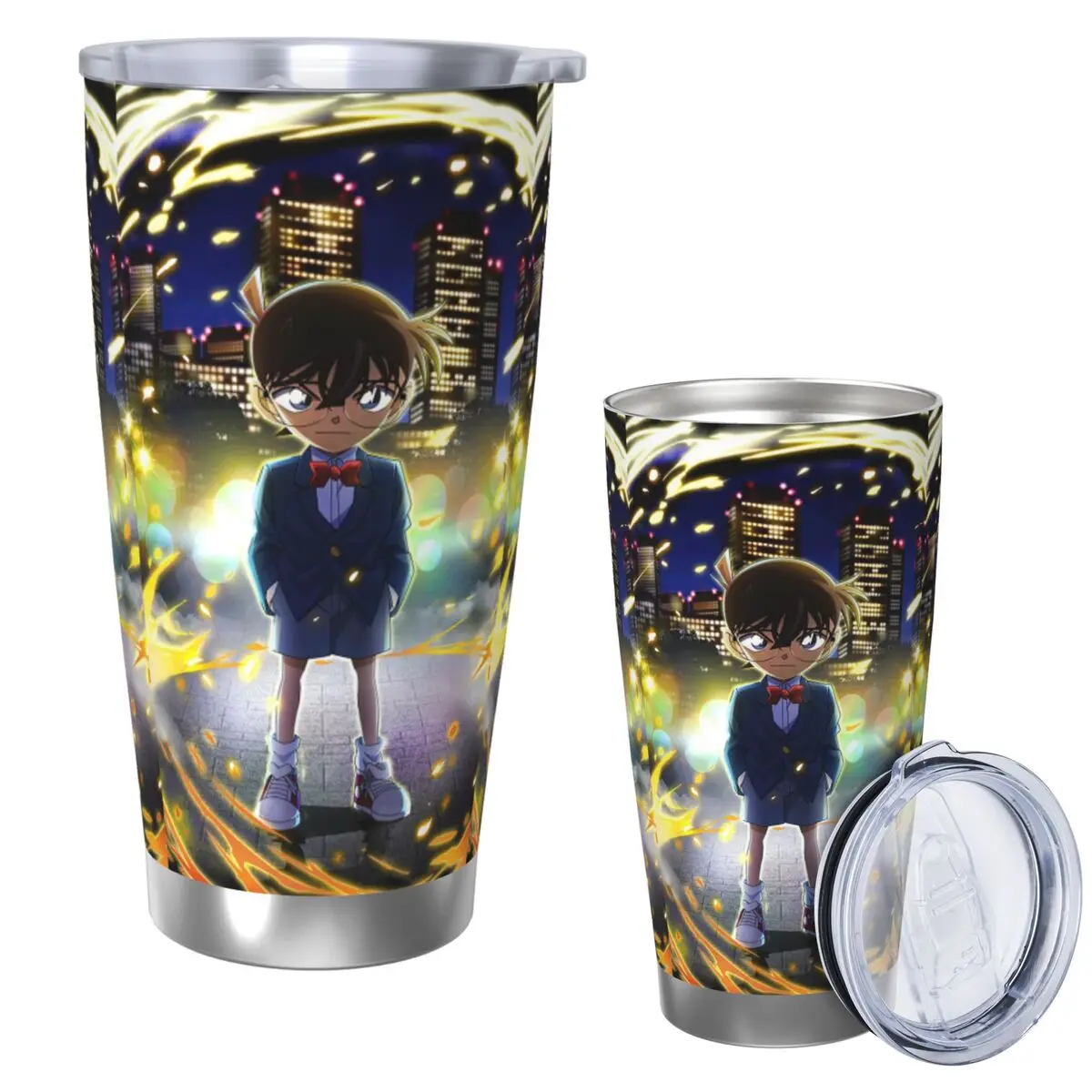 

Стакан из нержавеющей стали «Детектив Конан», кружки с вакуумной изоляцией, термохолодные чашки, соломинка с крышкой, 20 унций