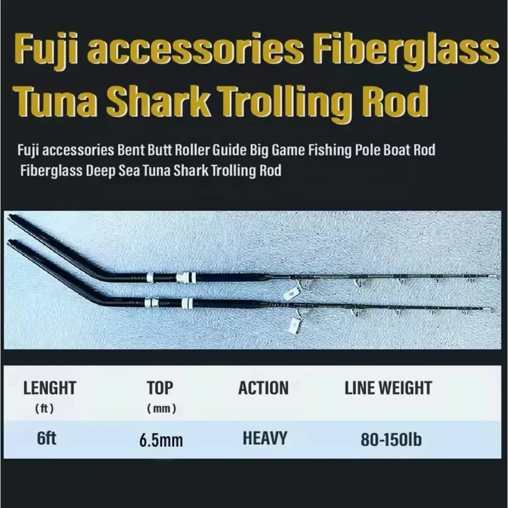 Trolling Fishing Rod Carbon Fiber Heavy Boat Rod 80-150 lb Bent Butt Roller Guide Big Game Tuna Marlin Shark Saltwater Rod