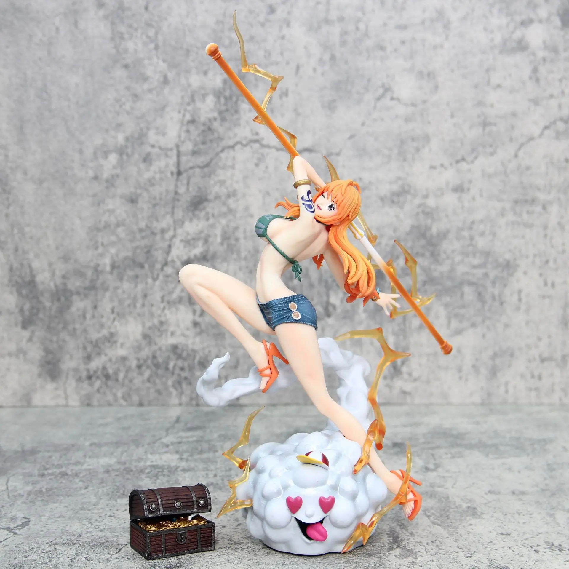 28cm One Piece Anime Figures Nami Figure Zeus Action Figure Sexy PVC Statue Toys Statue Model Collection Ornament Toys Gift