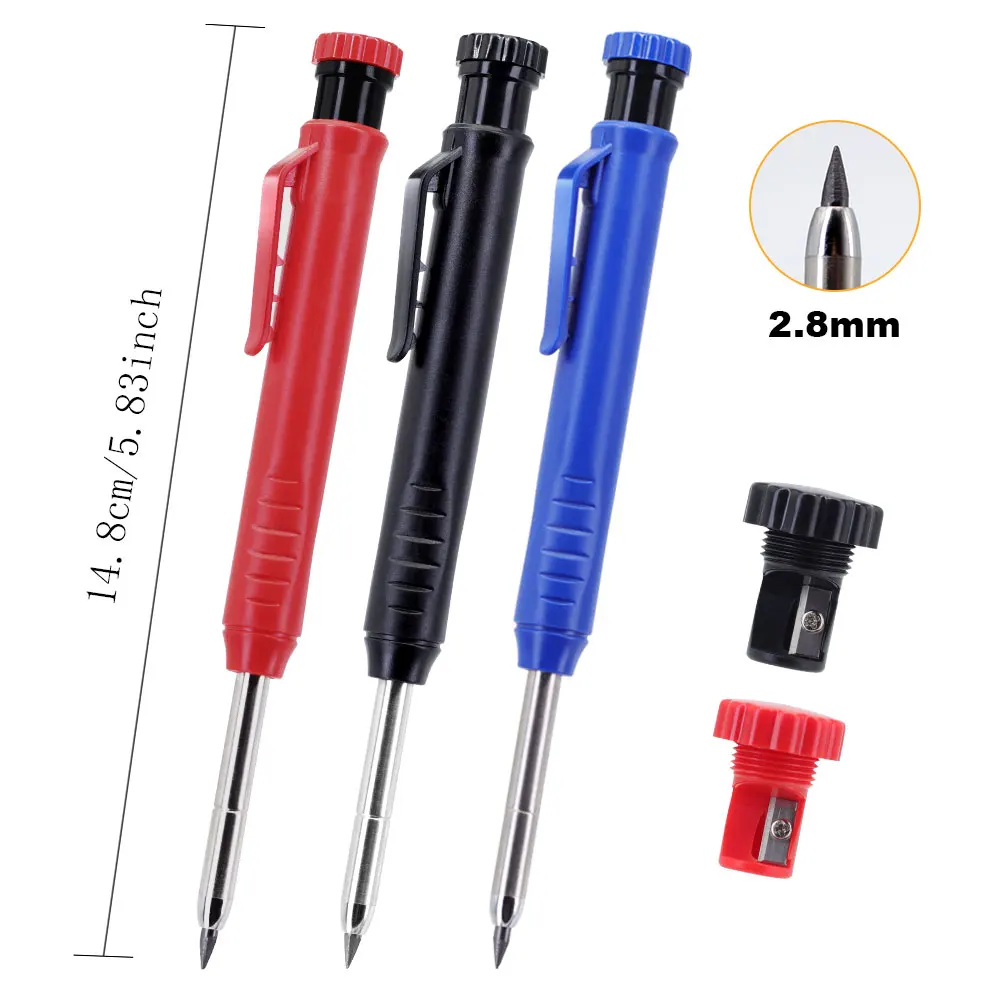 2,8mm Solider Zimmermannsbleistift-Set Holzbearbeitungswerkzeuge Mechanischer Bleistift 50 Ersatzminen Bauwerkzeuge Tischler-Markierstift – Detail 8