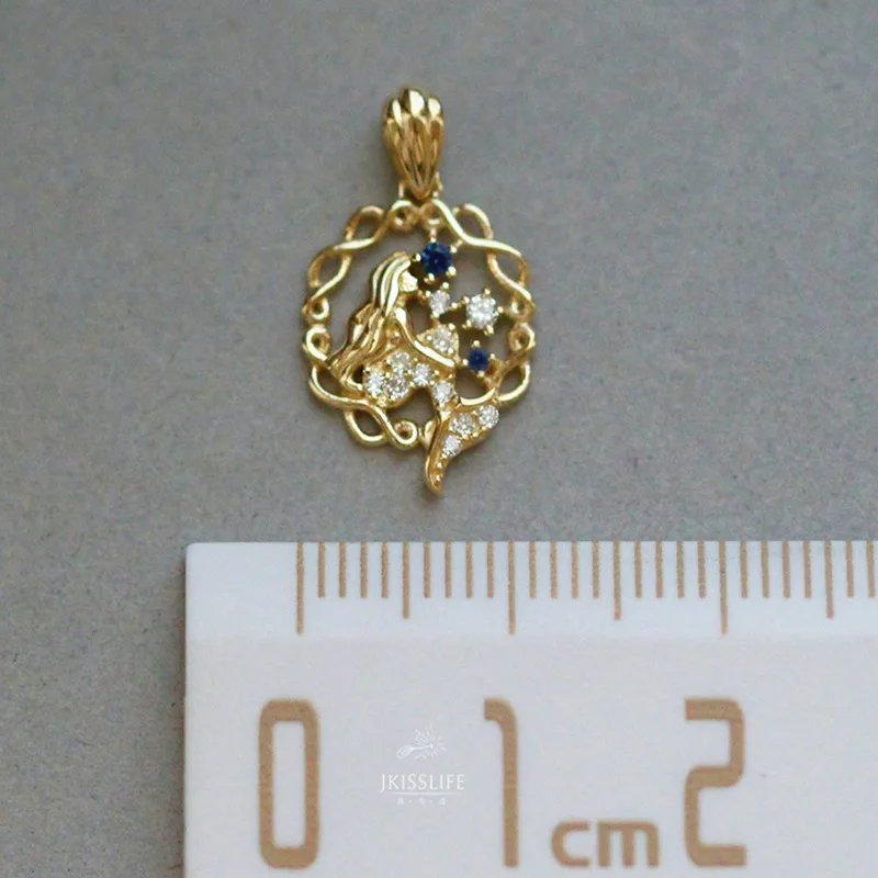 INS Mermaid Princess Pendant Necklace For Women S925 Pure Silver Electroplated 14K Gold Sweet Girlfriend Birthday Gift Jewelry
