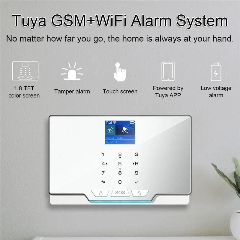 Smart Home GSM Security Alarm Kit, Tuya Smart Home, Wi-Fi, Sem Fio, Garagem, Residencial, Alarmes de Segurança Interna, Suporte Alexa