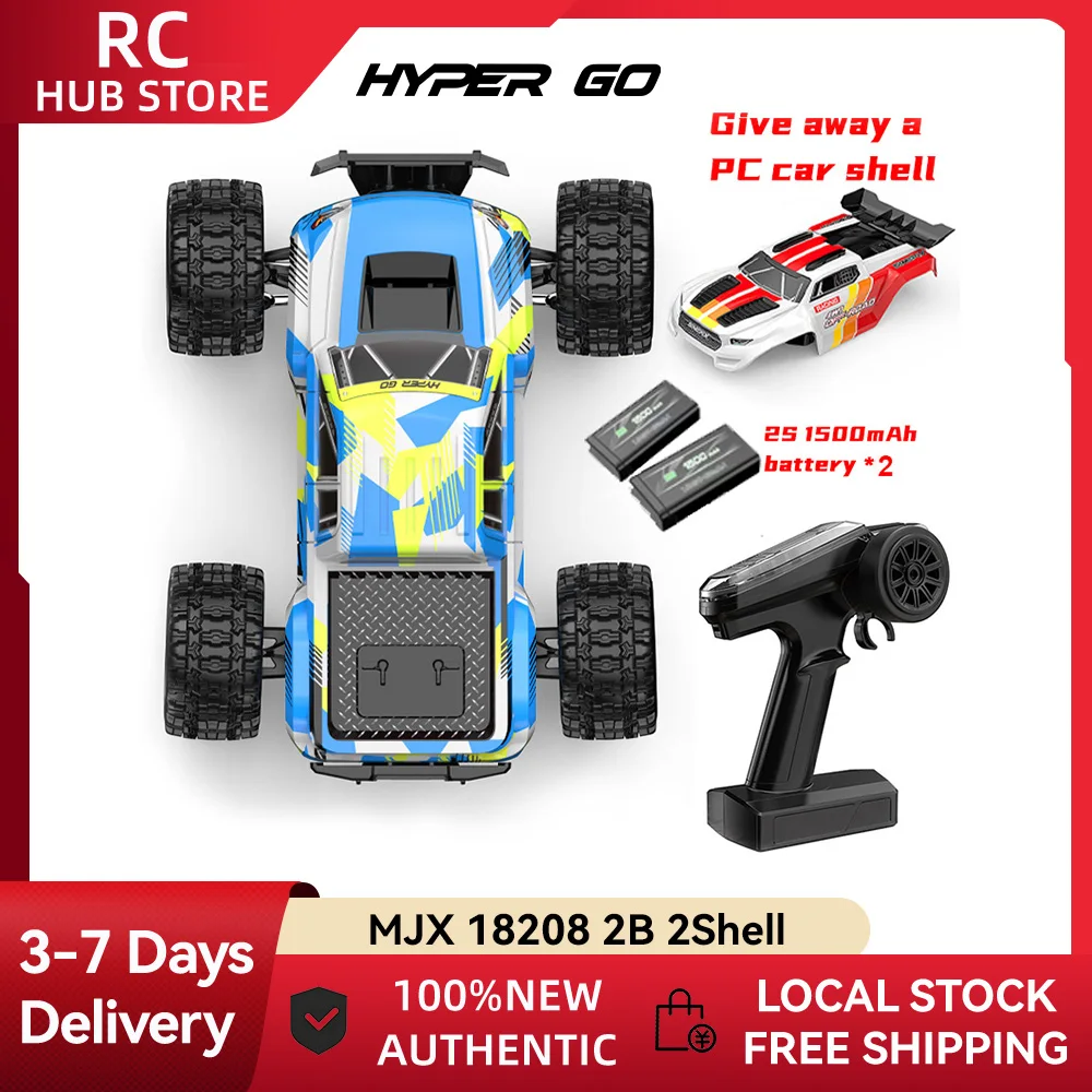 Hyper Go 18208 Brushed 4WD RTR Off-Road MJX 1/18 Auto RC 30KM/H con ESC 2-in-1, Servo a 3 Fili, Due Scocche, Batteria 1500mAh, Acceleratore Proporzionale Completo, Monster Truck RC