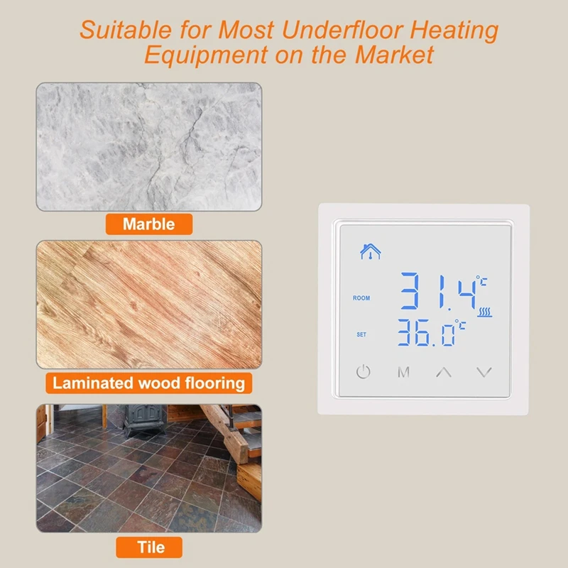 Smart Thermostat 16A Floor Heating Temperature Controller With LED Touch Screen 85-265V Electric Heating Control